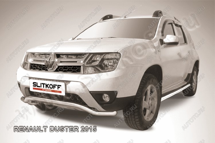 11 499 р. Защита переднего бампера (нержавейка, волна 57) Slitkoff  Renault Duster  HS (2015-2021) рестайлинг (полированная)  с доставкой в г. Новочеркасск