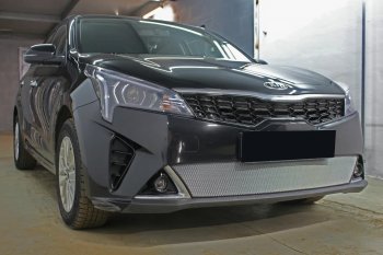 4 299 р. Защитная сетка в бампер (низ, ячейка 3х7 мм) Alfeco Стандарт KIA Rio X рестайлинг (2020-2025) (Хром)  с доставкой в г. Новочеркасск. Увеличить фотографию 4