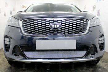 Защитная сетка в бампер (низ, ячейка 3х7 мм) Alfeco Стандарт KIA Sorento UM/Prime рестайлинг (2018-2020) ()