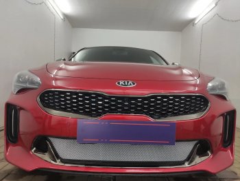 3 999 р. Защитная сетка в бампер (низ, ячейка 3х7 мм) Alfeco Стандарт KIA Stinger (2017-2025) (Хром)  с доставкой в г. Новочеркасск. Увеличить фотографию 4