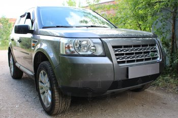 3 199 р. Защитная сетка в бампер (низ, ячейка 3х7 мм) Alfeco Стандарт Land Rover Freelander L359 дорестайлинг (2006-2010) (Чёрная)  с доставкой в г. Новочеркасск. Увеличить фотографию 2