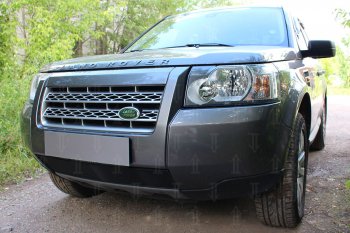 3 199 р. Защитная сетка в бампер (низ, ячейка 3х7 мм) Alfeco Стандарт Land Rover Freelander L359 дорестайлинг (2006-2010) (Чёрная)  с доставкой в г. Новочеркасск. Увеличить фотографию 3