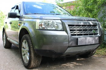 3 399 р. Защитная сетка в бампер (низ, ячейка 3х7 мм) Alfeco Стандарт Land Rover Freelander L359 дорестайлинг (2006-2010) (Хром)  с доставкой в г. Новочеркасск. Увеличить фотографию 2