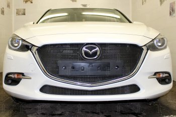 2 799 р. Защитная сетка в бампер (низ, ячейка 3х7 мм) Alfeco Стандарт Mazda 3/Axela BM рестайлинг седан (2016-2019) (Чёрная)  с доставкой в г. Новочеркасск. Увеличить фотографию 1