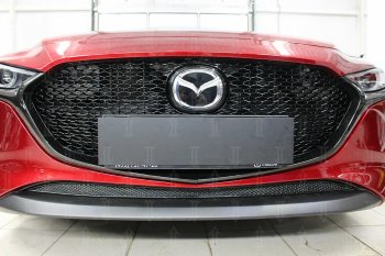 3 779 р. Защитная сетка в бампер (низ, ячейка 3х7 мм) Alfeco Стандарт Mazda 3/Axela BP хэтчбэк (2019-2025) (Чёрная)  с доставкой в г. Новочеркасск. Увеличить фотографию 2