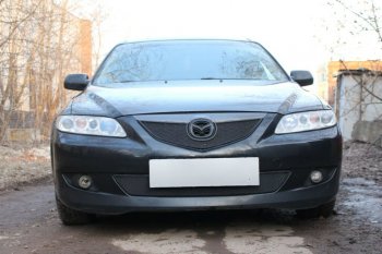 2 899 р. Защитная сетка в бампер (низ, ячейка 3х7 мм) Alfeco Стандарт Mazda 6 GG седан дорестайлинг (2002-2005) (Чёрная)  с доставкой в г. Новочеркасск. Увеличить фотографию 1