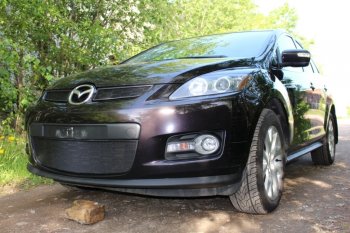 3 199 р. Защитная сетка в бампер (низ, ячейка 3х7 мм) Alfeco Стандарт Mazda CX-7 ER дорестайлинг (2006-2010) (Чёрная)  с доставкой в г. Новочеркасск. Увеличить фотографию 3