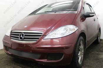 3 099 р. Защитная сетка в бампер (низ, ячейка 3х7 мм) Alfeco Стандарт Mercedes-Benz A class W169 дорестайлинг, хэтчбэк 5 дв. (2005-2008) (Чёрная)  с доставкой в г. Новочеркасск. Увеличить фотографию 2