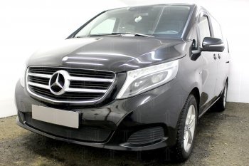 3 099 р. Защитная сетка в бампер (низ, ячейка 3х7 мм) Alfeco Стандарт Mercedes-Benz Vito W447 дорестайлинг (2015-2020) (Чёрная)  с доставкой в г. Новочеркасск. Увеличить фотографию 2