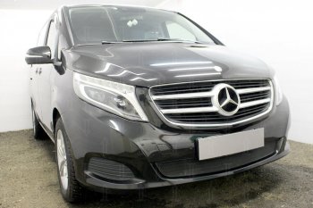 3 099 р. Защитная сетка в бампер (низ, ячейка 3х7 мм) Alfeco Стандарт Mercedes-Benz Vito W447 дорестайлинг (2015-2020) (Чёрная)  с доставкой в г. Новочеркасск. Увеличить фотографию 3