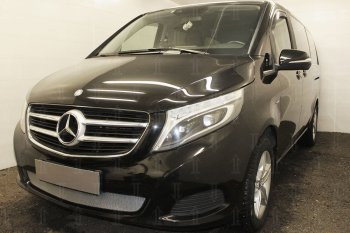 3 199 р. Защитная сетка в бампер (низ, ячейка 3х7 мм) Alfeco Стандарт  Mercedes-Benz Vito  W447 (2015-2020) дорестайлинг (Хром)  с доставкой в г. Новочеркасск. Увеличить фотографию 3