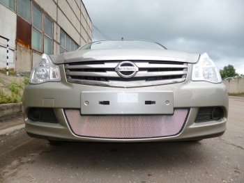 Защитная сетка в бампер (низ, ячейка 3х7 мм) Стрелка11 Стандарт Nissan Almera седан G15 (2012-2019)  (Хром)