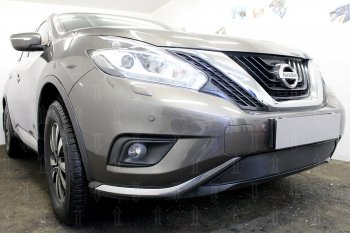 3 499 р. Защитная сетка в бампер (низ, ячейка 3х7 мм) Стрелка11 Стандарт  Nissan Murano  3 Z52 (2015-2022) дорестайлинг (Чёрная)  с доставкой в г. Новочеркасск. Увеличить фотографию 4