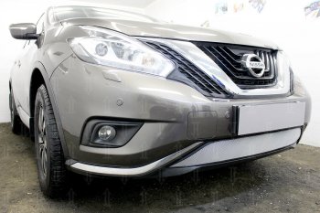 3 699 р. Защитная сетка в бампер (низ, ячейка 3х7 мм) Стрелка11 Стандарт  Nissan Murano  3 Z52 (2015-2022) дорестайлинг (Хром)  с доставкой в г. Новочеркасск. Увеличить фотографию 3