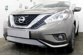 3 699 р. Защитная сетка в бампер (низ, ячейка 3х7 мм) Стрелка11 Стандарт  Nissan Murano  3 Z52 (2015-2022) дорестайлинг (Хром)  с доставкой в г. Новочеркасск. Увеличить фотографию 4