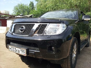 3 399 р. Защитная сетка в бампер (низ, ячейка 3х7 мм) Стрелка11 Стандарт  Nissan Navara  2 D40 - Pathfinder  R51 (Чёрная)  с доставкой в г. Новочеркасск. Увеличить фотографию 2