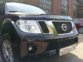 3 399 р. Защитная сетка в бампер (низ, ячейка 3х7 мм) Стрелка11 Стандарт  Nissan Navara  2 D40 - Pathfinder  R51 (Чёрная)  с доставкой в г. Новочеркасск. Увеличить фотографию 3