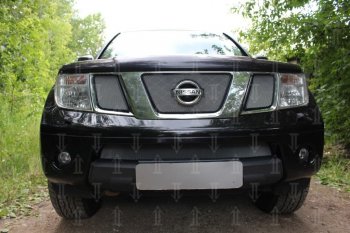 Защитная сетка в бампер (низ, ячейка 3х7 мм) Стрелка11 Стандарт Nissan Pathfinder R51 дорестайлинг (2004-2007)  (Хром)