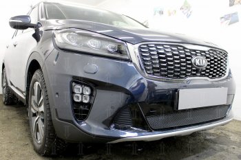 4 199 р. Защитная сетка в бампер (низ, ячейка 4х10 мм) Alfeco Премиум KIA Sorento UM/Prime рестайлинг (2018-2020) (Чёрная)  с доставкой в г. Новочеркасск. Увеличить фотографию 3