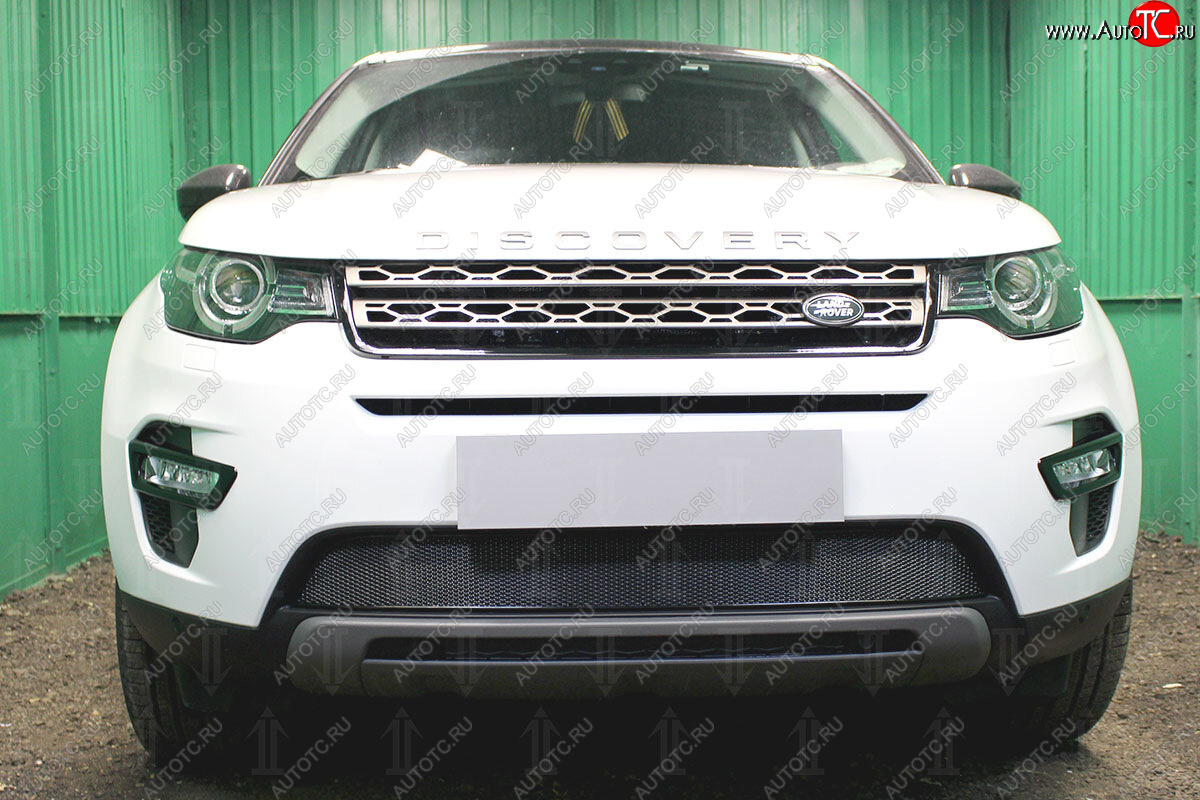 4 499 р. Защитная сетка в бампер (низ, ячейка 4х10 мм) Alfeco Премиум Land Rover Discovery Sport L550 дорестайлинг (2014-2019) (Чёрная)  с доставкой в г. Новочеркасск