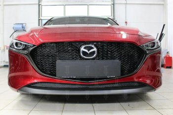 3 599 р. Защитная сетка в бампер (низ, ячейка 4х10 мм) Alfeco Премиум Mazda 3/Axela BP хэтчбэк (2019-2025) (Чёрная)  с доставкой в г. Новочеркасск. Увеличить фотографию 2