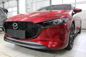 3 799 р. Защитная сетка в бампер (низ, ячейка 4х10 мм) Alfeco Премиум Mazda 3/Axela BP хэтчбэк (2019-2025) (Хром)  с доставкой в г. Новочеркасск. Увеличить фотографию 3