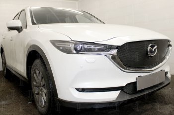 6 299 р. Защитная сетка в бампер (верх, ячейка 4х10 мм) Alfeco Премиум  Mazda CX-5  KF (2016-2024) (Чёрная)  с доставкой в г. Новочеркасск. Увеличить фотографию 4