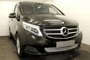 4 499 р. Защитная сетка в бампер (низ, ячейка 4х10 мм) Alfeco Премиум Mercedes-Benz Vito W447 дорестайлинг (2015-2020) (Хром)  с доставкой в г. Новочеркасск. Увеличить фотографию 2