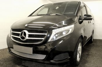 4 499 р. Защитная сетка в бампер (низ, ячейка 4х10 мм) Alfeco Премиум Mercedes-Benz Vito W447 дорестайлинг (2015-2020) (Хром)  с доставкой в г. Новочеркасск. Увеличить фотографию 3