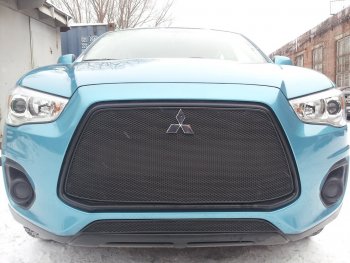 3 679 р. Защитная сетка в бампер (низ, ячейка 4х10 мм) Alfeco Премиум Mitsubishi ASX 1-ый рестайлинг (2013-2016) (Чёрная)  с доставкой в г. Новочеркасск. Увеличить фотографию 3