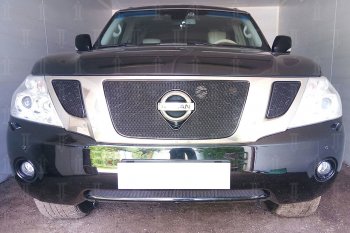 4 199 р. Защитная сетка в бампер (низ, ячейка 4х10 мм) Стрелка11 Премиум Nissan Patrol 6 Y62 дорестайлинг (2010-2014) (Чёрная)  с доставкой в г. Новочеркасск. Увеличить фотографию 3