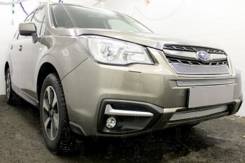 3 999 р. Защитная сетка в бампер (низ, ячейка 4х10 мм) Стрелка11 Премиум Subaru Forester SJ рестайлинг (2016-2019) (Хром)  с доставкой в г. Новочеркасск. Увеличить фотографию 2