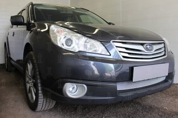 4 199 р. Защитная сетка в бампер (низ, ячейка 4х10 мм) Стрелка11 Премиум Subaru Outback BR/B14 дорестайлинг универсал (2009-2013) (Хром)  с доставкой в г. Новочеркасск. Увеличить фотографию 4