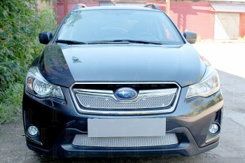 Защитная сетка в бампер (верх, ячейка 4х10 мм) Стрелка11 Премиум Subaru XV GP/G33 рестайлинг (2016-2017)  (Хром)