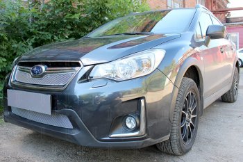 4 199 р. Защитная сетка в бампер (низ, ячейка 4х10 мм) Стрелка11 Премиум  Subaru XV  GP/G33 (2016-2017) рестайлинг (Хром)  с доставкой в г. Новочеркасск. Увеличить фотографию 1