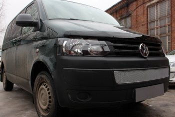 4 299 р. Защитная сетка в бампер (низ, ячейка 4х10 мм) Стрелка11 Премиум Volkswagen Caravelle T5 рестайлинг (2009-2015) (Хром)  с доставкой в г. Новочеркасск. Увеличить фотографию 2