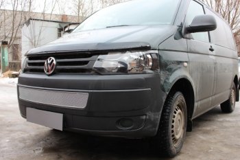 4 299 р. Защитная сетка в бампер (низ, ячейка 4х10 мм) Стрелка11 Премиум Volkswagen Transporter T5 рестайлинг (2009-2015) (Хром)  с доставкой в г. Новочеркасск. Увеличить фотографию 3