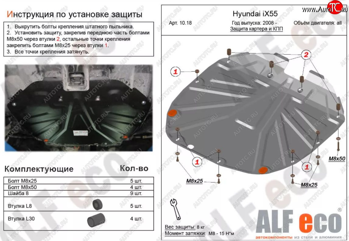 4 999 р. Защита картера двигателя и КПП (V-2,2 CRDI) Alfeco Hyundai Santa Fe CM рестайлинг (2009-2012) (Сталь 2 мм)  с доставкой в г. Новочеркасск