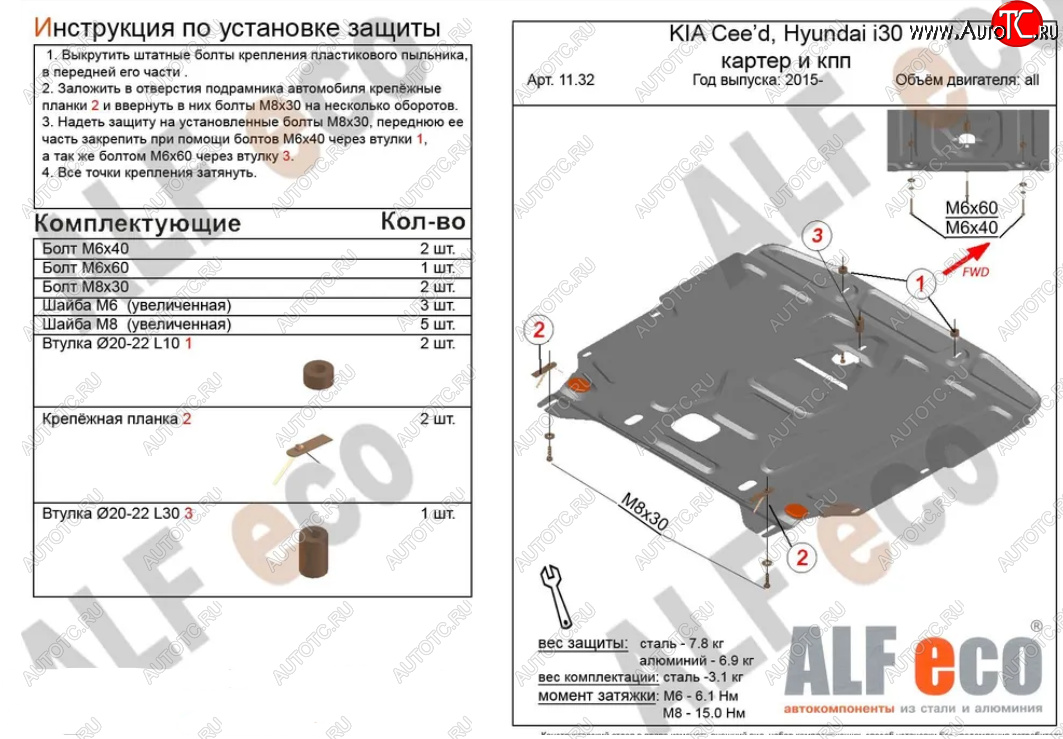 4 999 р. Защита картера двигателя и КПП Alfeco KIA Cerato 4 BD дорестайлинг седан (2018-2021) (Сталь 2 мм)  с доставкой в г. Новочеркасск