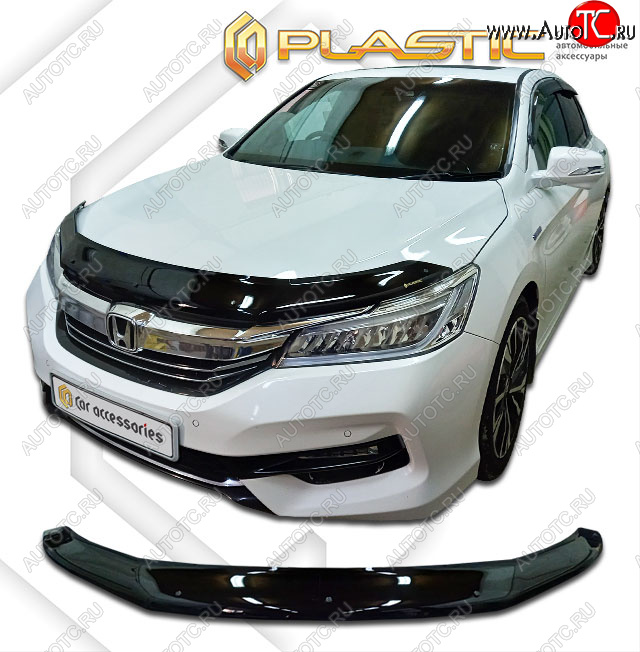 2 199 р. Дефлектор капота CA-Plastic  Honda Accord  CR (2016-2020) седан рестайлинг (classic черный, без надписи)  с доставкой в г. Новочеркасск