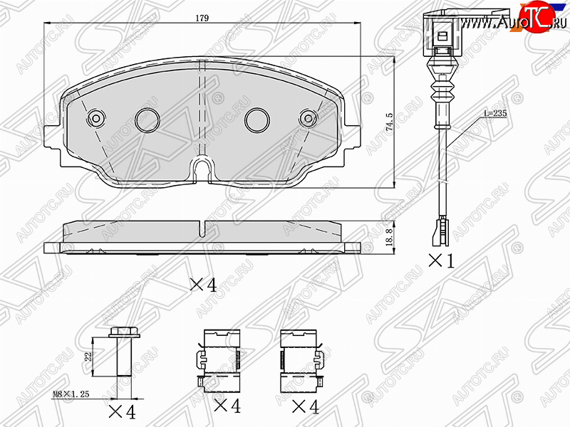 1 659 р. Колодки тормозные SAT (передние)  Volkswagen Teramont  CA1 (2016-2020) дорестайлинг  с доставкой в г. Новочеркасск