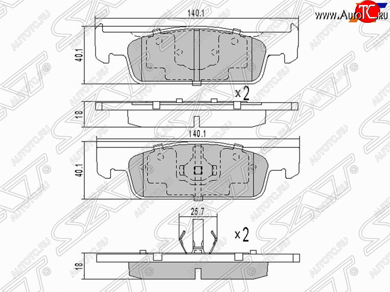 1 149 р. Колодки тормозные SAT (передние)  Renault Clio ( KH98,  BH98) - Logan  2  с доставкой в г. Новочеркасск