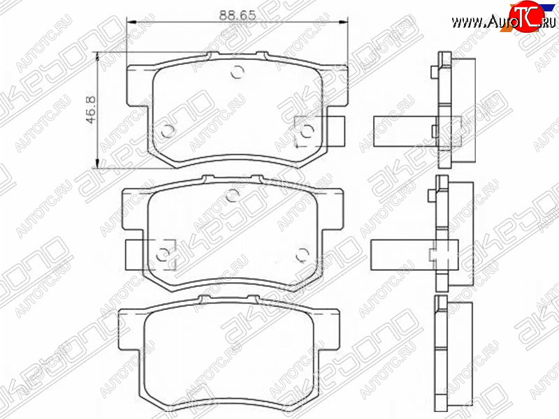 2 799 р. Задние колодки тормозные AKEBONO  Honda CR-V  RD4,RD5,RD6,RD7,RD9  - Stream ( 1 RN1,RN3,  1 RN2,RN4, RN1, RN3, RN5)  с доставкой в г. Новочеркасск