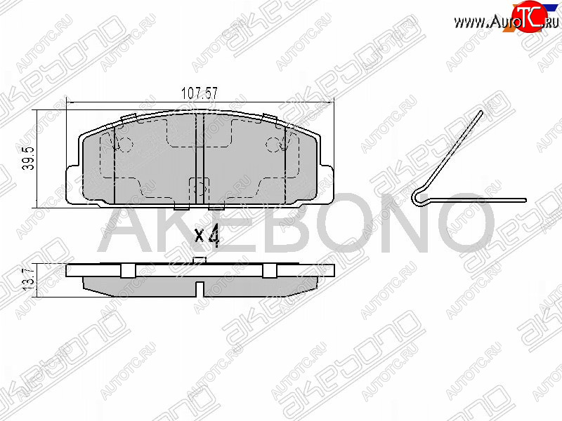 1 959 р. Задние тормозные колодки AKEBONO Mazda 323/Familia седан BJ дорестайлинг (1998-2000)  с доставкой в г. Новочеркасск