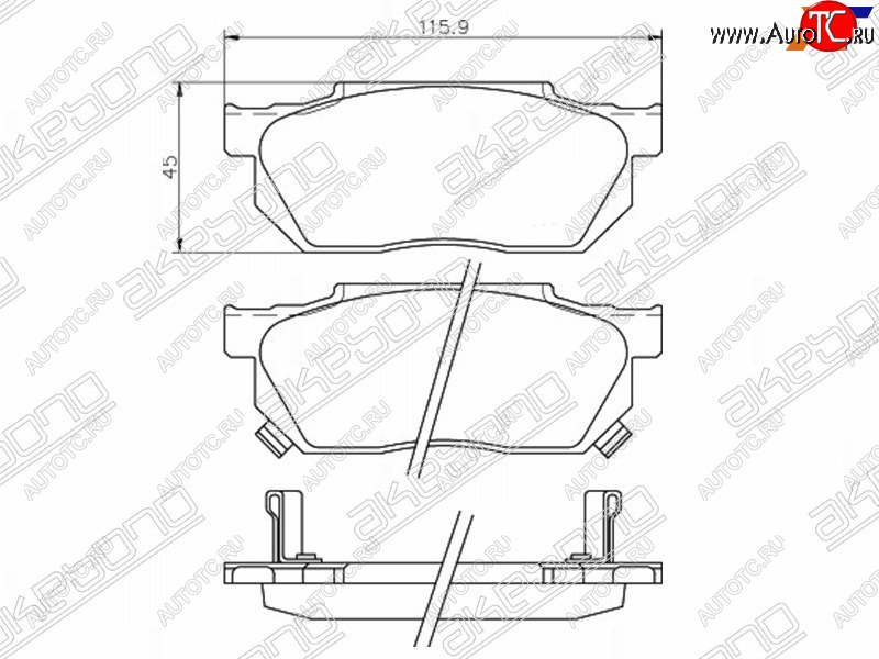 2 499 р. Колодки тормозные AKEBONO (передние) Honda Fit 1 GD дорестайлинг (2001-2004)  с доставкой в г. Новочеркасск