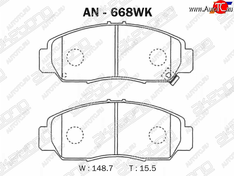 2 699 р. Колодки тормозные AKEBONO (передние)  Honda Accord  CU (2008-2013) седан дорестайлинг, седан рестайлинг  с доставкой в г. Новочеркасск