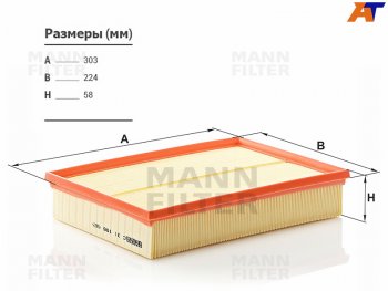 Фильтр воздушный MANN  Discovery ( 3 L319,  4 L319,  5 L462), Range Rover ( 3 L322,  4 L405,  5 L460)