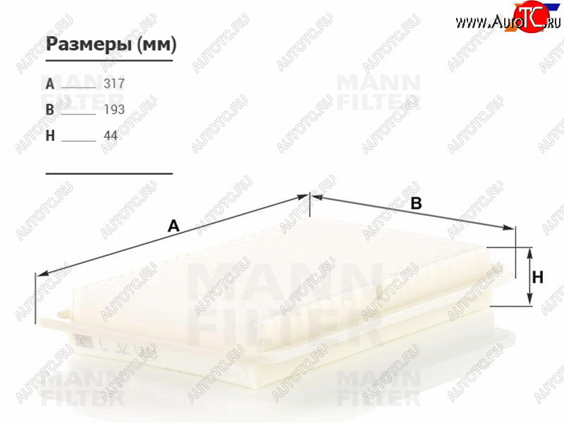 1 569 р. Фильтр воздушный MANN  Toyota Harrier (XU30,  XU60,  XU80), Highlander (XU40,  XU50,  XU70), Kluger (XU40,  XU50)  с доставкой в г. Новочеркасск