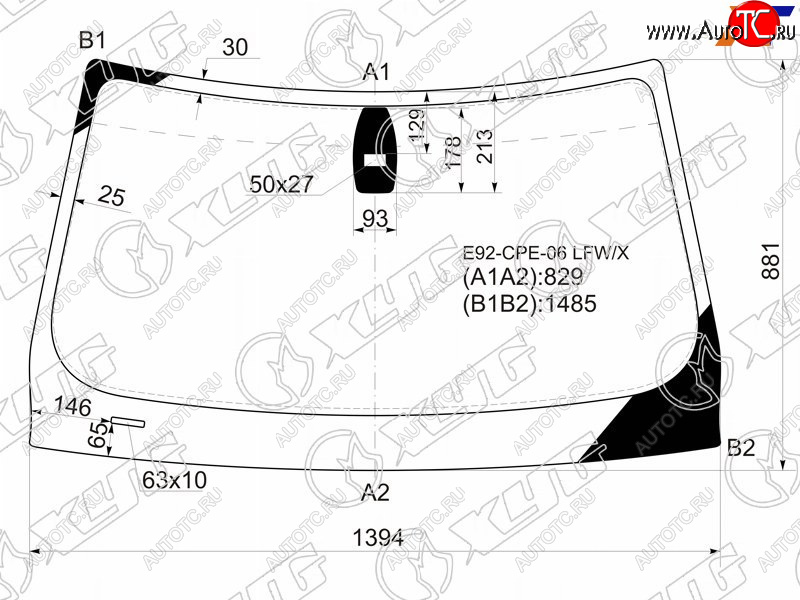 8 849 р. Стекло лобовое (Датчик дождя) XYG  BMW 3 серия  E92 (2005-2014) купе дорестайлинг, купе рестайлинг  с доставкой в г. Новочеркасск