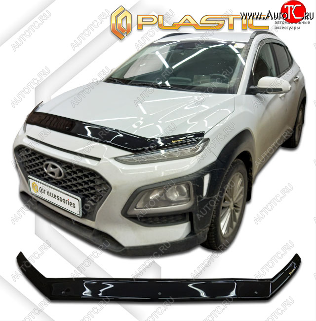 2 159 р. Дефлектор капота CA-Plastic  Hyundai Kona  OS (2017-2021) дорестайлинг (classic черный, без надписи)  с доставкой в г. Новочеркасск